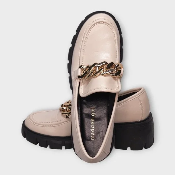 Women's Madden Girl HOXY Y02J1 Hoxtonn Almond Loafers 2.5" Heel Size 8.5 - Picture 9 of 12